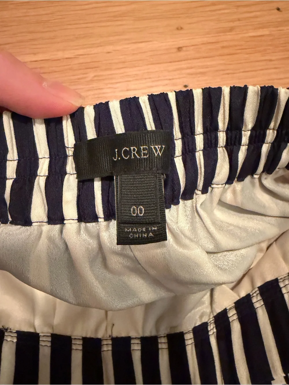 J. Crew Navy and White Vertical Stripe Midi Skirt